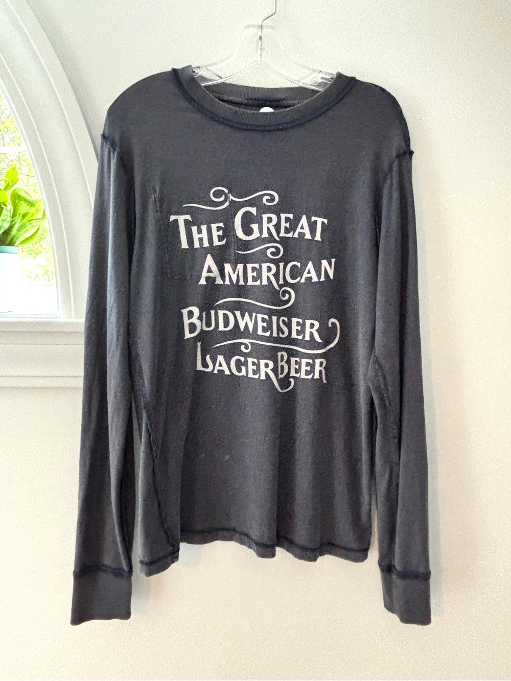 Budweiser PacSun Reversible Long Sleeve Pocket T-Shirt Retro Beer Logo Tee S - Picture 10 of 15